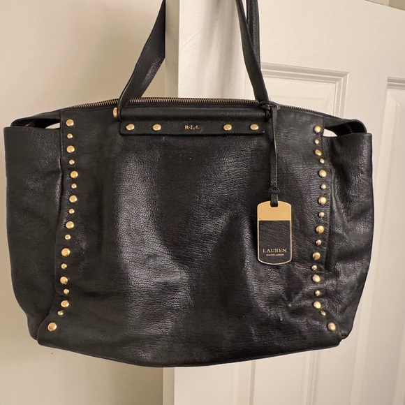 Lauren Ralph Lauren Handbags - Lauren Ralph Lauren Black Tote with Gold Studs